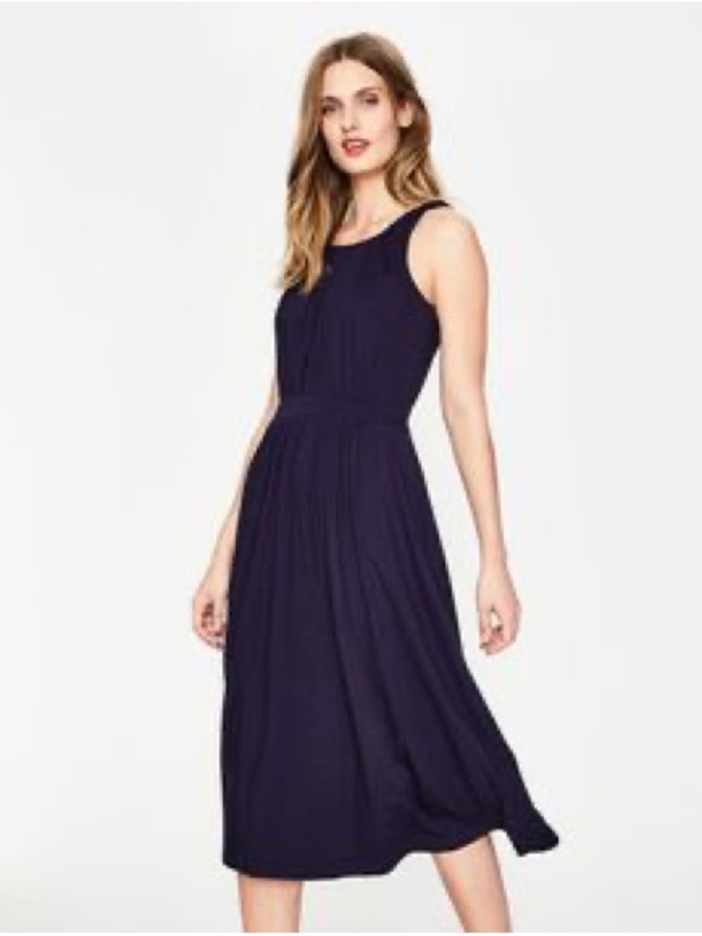 Boden Navy tulip Midi Dress w pockets Summer Dress size 6